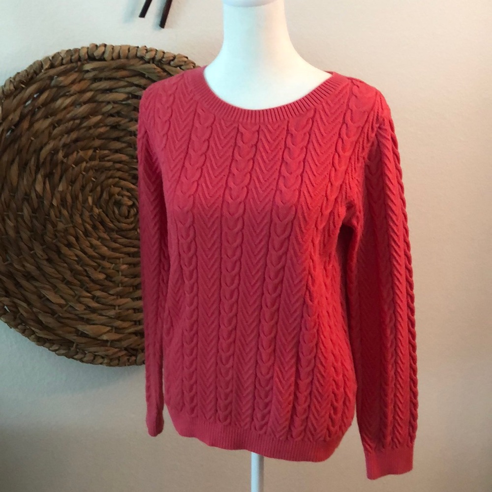 Lands end 100% cotton sweater pink size small
